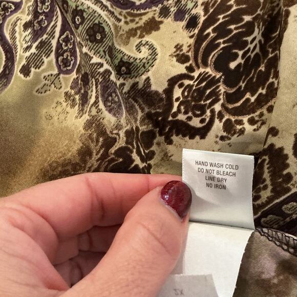 Vintage Dressbarn Womens Beaded Fairy Grunge Top Plus Size 2X Green Brown Sequin - Picture 9 of 9